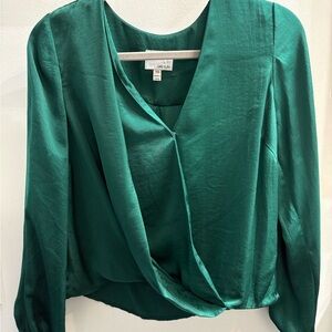 Emerald Green Satin-Like Blouse by Greylin